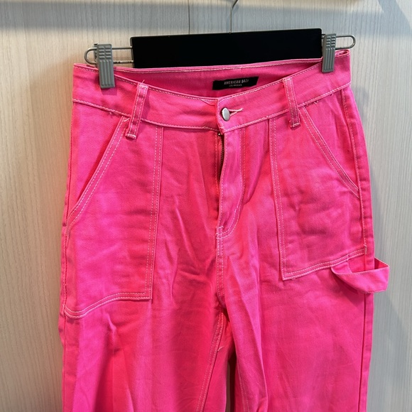 Neon hot pink Relaxed American Bazi strap Carpenter Jeans size 7 (28) grunge - Picture 4 of 10